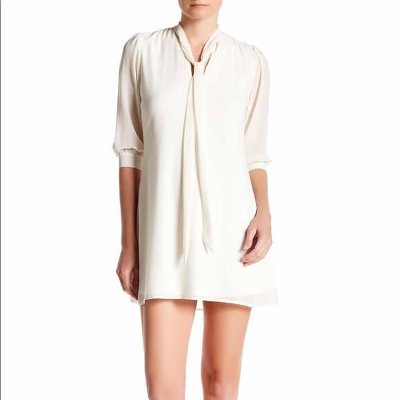 want & need Dresses & Skirts - 3/4 Length Sleeve Tie Neck Shift Dress (Juniors)